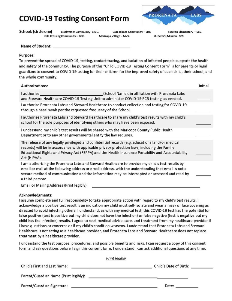 Consent for Surveillance Testing