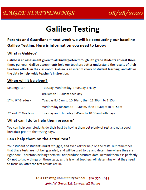 GALILEO Testing NEXT WEEK